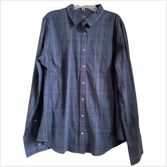 J. CREW Women's Slim Stretch Perfect Shirt in Black Watch Tartan Sz 16 - Picture 5 of 7